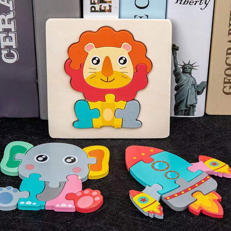 婴幼儿童3d立体卡扣拼图益智早教木制玩具宝宝动脑男女孩1-2-3岁4