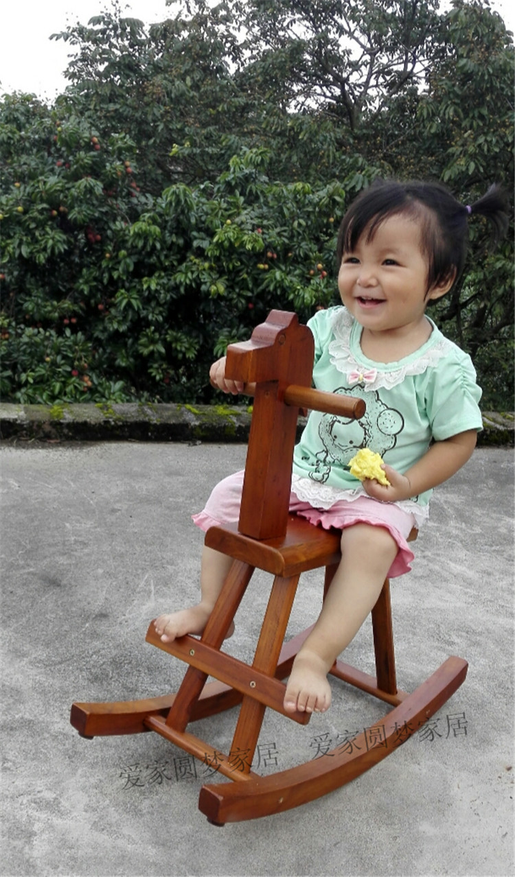 儿童玩具六一复古实木制2宝宝木摇摇马椅馬3岁幼儿园实木摆件包邮