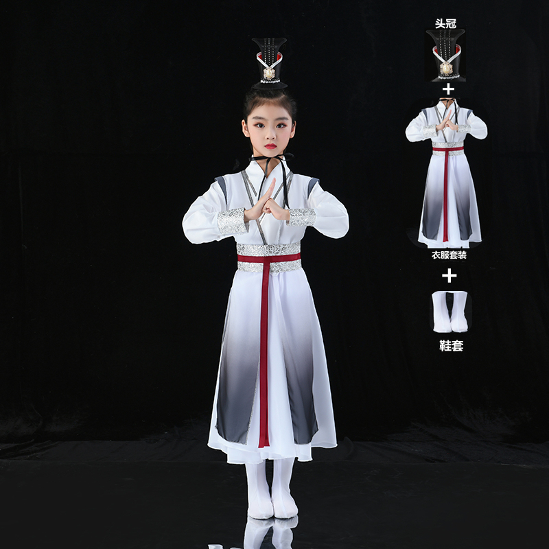 新国学服装儿童汉服男童中国风壮志少年行舞蹈演出服学生朗诵表演