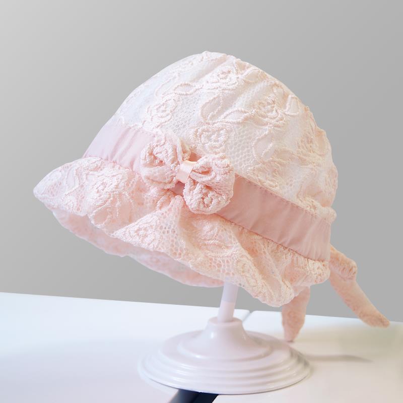 婴儿蕾丝公主渔夫帽小月龄外出防晒帽子夏季薄款遮阳遮阳帽女宝宝