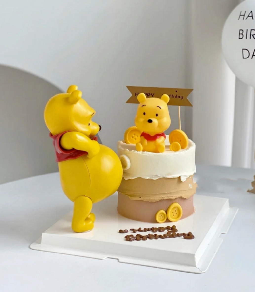 卡通大肚维尼熊生日蛋糕装饰摆件可爱大肚熊怀孕孕妇生日蛋糕摆件