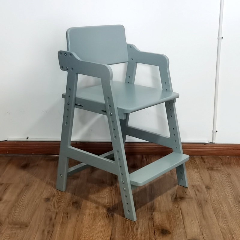 莫兰迪灰色儿童餐椅小学生学习椅写字椅家用可升降实木椅子书桌椅