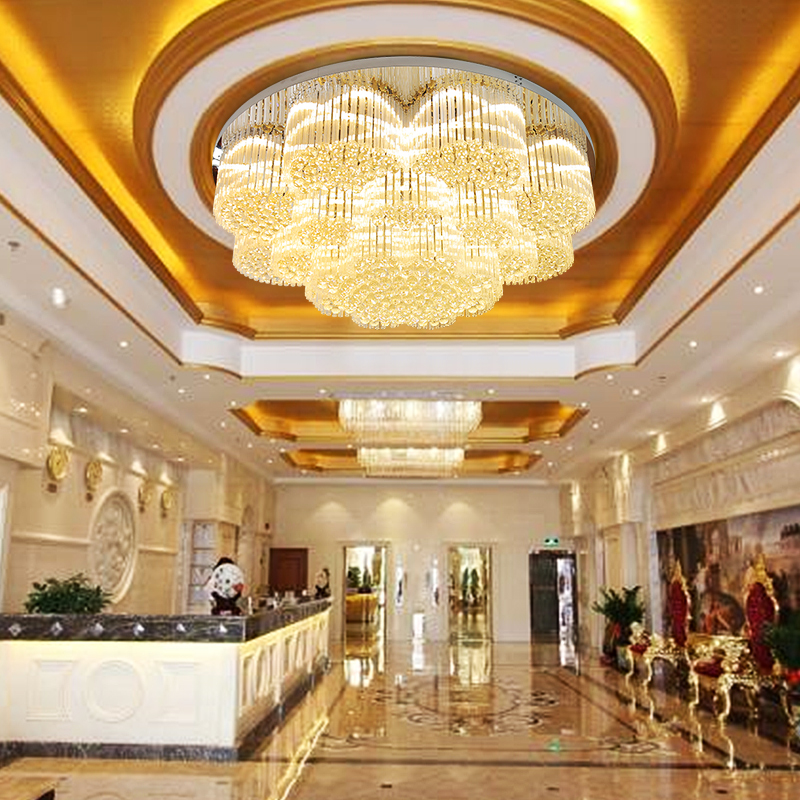 欢乐酒店大堂大厅宴会厅工程水晶灯定制售楼部宾馆长方形非标灯具