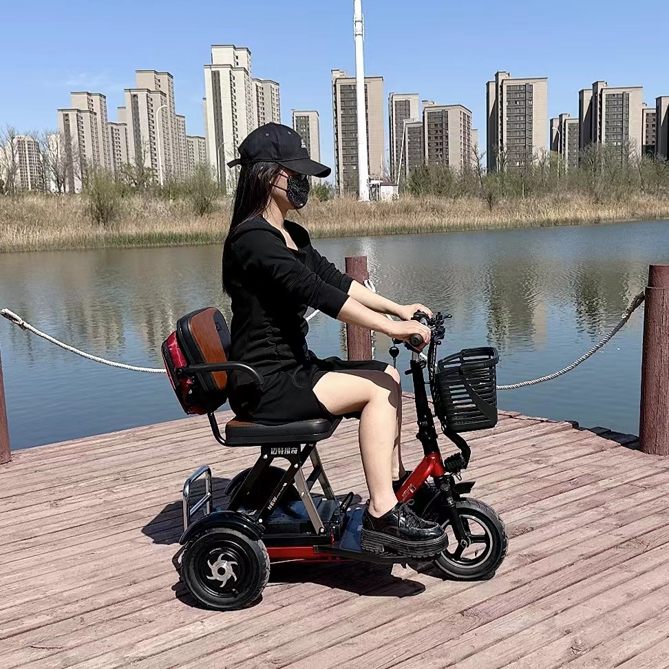 小臻电动车新款爬坡电动三轮车成年人家用代步车折叠双驱动电瓶车