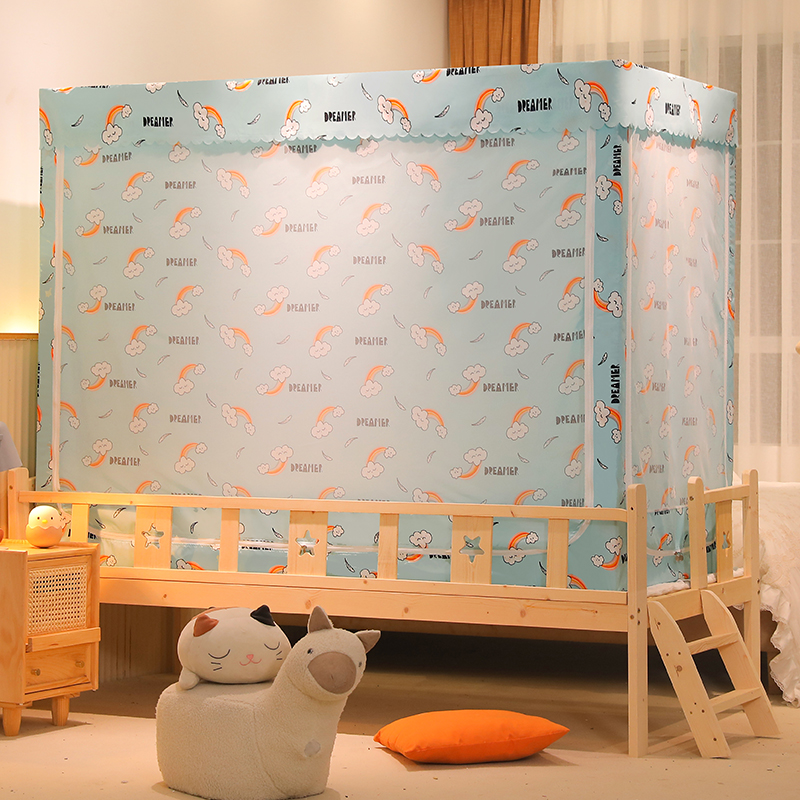 儿童床男孩拼接小床k带遮光帘婴儿床防摔蚊帐方顶0.6m0.7米三开门
