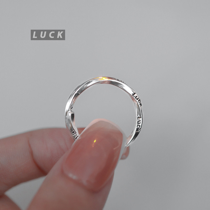 s925纯银luck莫比乌斯环戒指女简约冷淡风ins潮开口指环小众设计