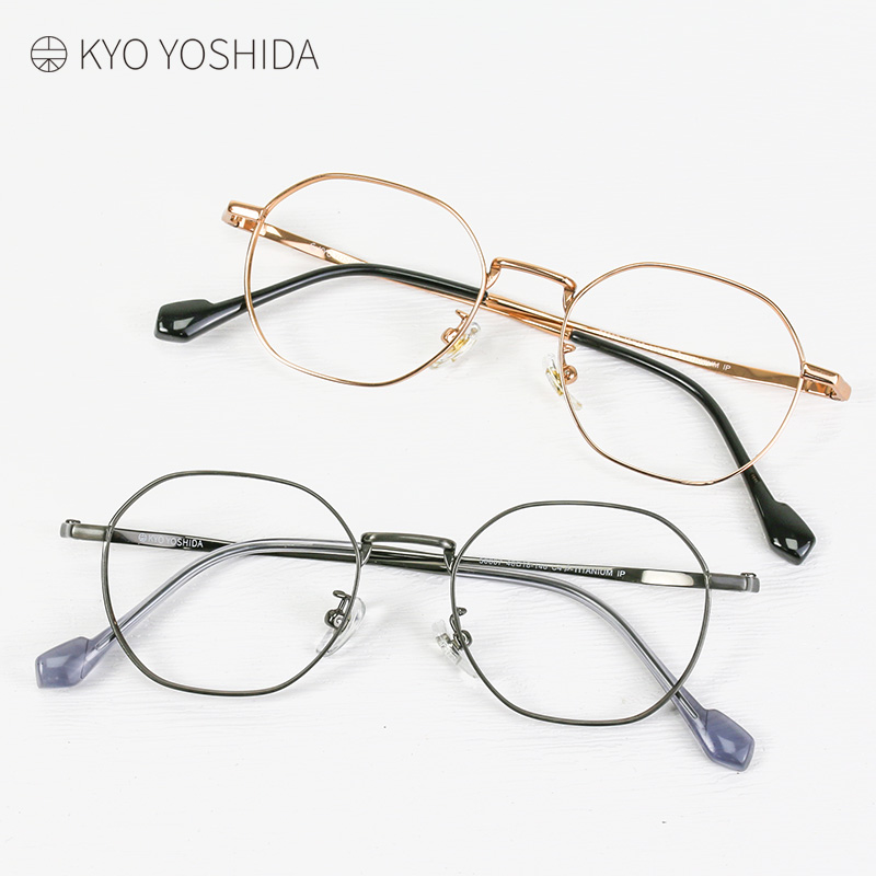日本设计吉田京眼镜框男女款小框高度数超轻金丝纯钛眼镜架50007