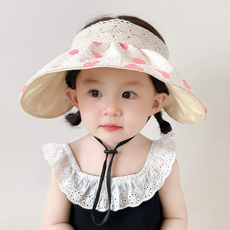 宝宝帽子夏季女宝空顶遮阳帽婴儿大帽檐防晒帽女童一岁太阳帽儿童