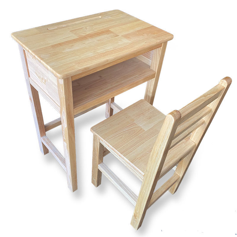 厂家直销中小学生单人实木课桌椅学校辅导班培训桌家用儿童学习桌