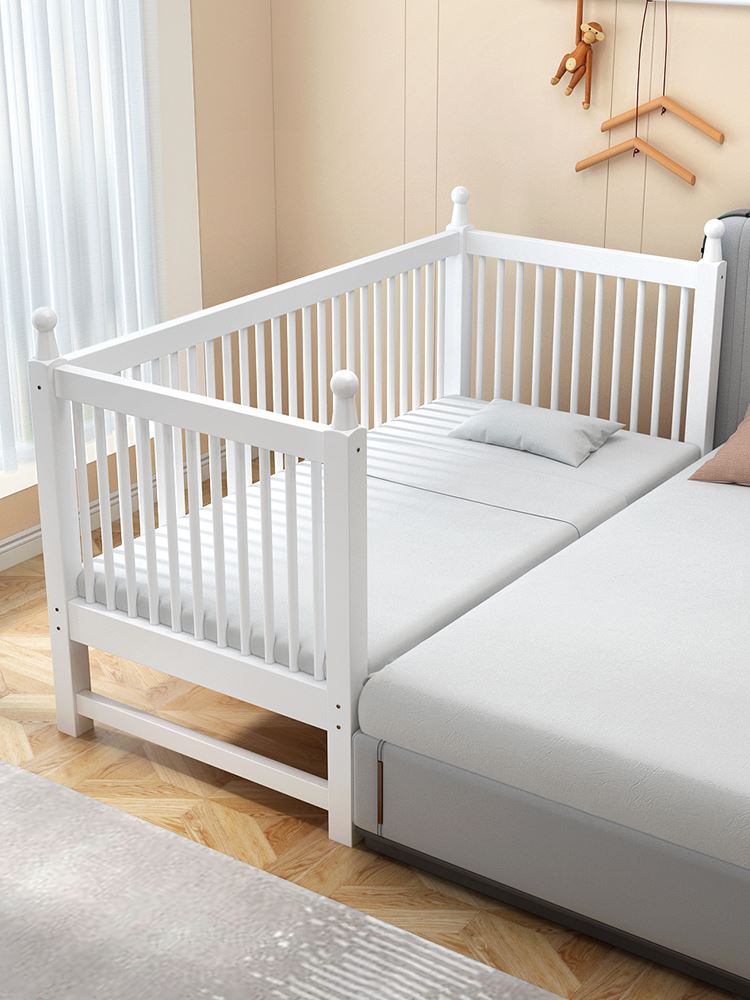 急速发货榉木儿童床拼接大床高护栏多功能加宽婴儿男女宝宝床定制