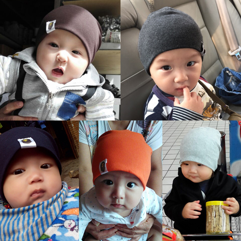 婴儿帽子春秋6-12个月1-2-3岁周岁男女宝宝儿童帽子小孩子套头帽