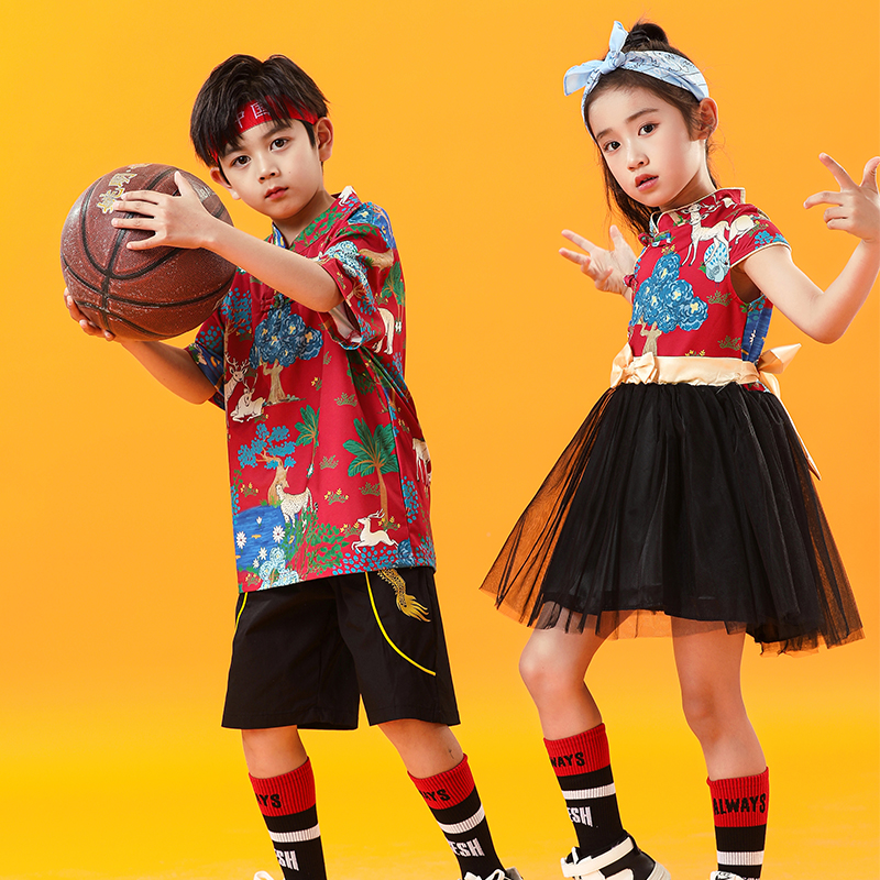 汉服男童唐装夏儿童装女童中国风幼儿园六一服装啦啦队舞蹈演出服