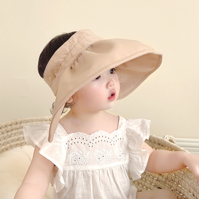 夏季遮阳帽大帽檐婴儿宝宝帽子超萌可爱轻奢空顶帽防晒透气太阳帽