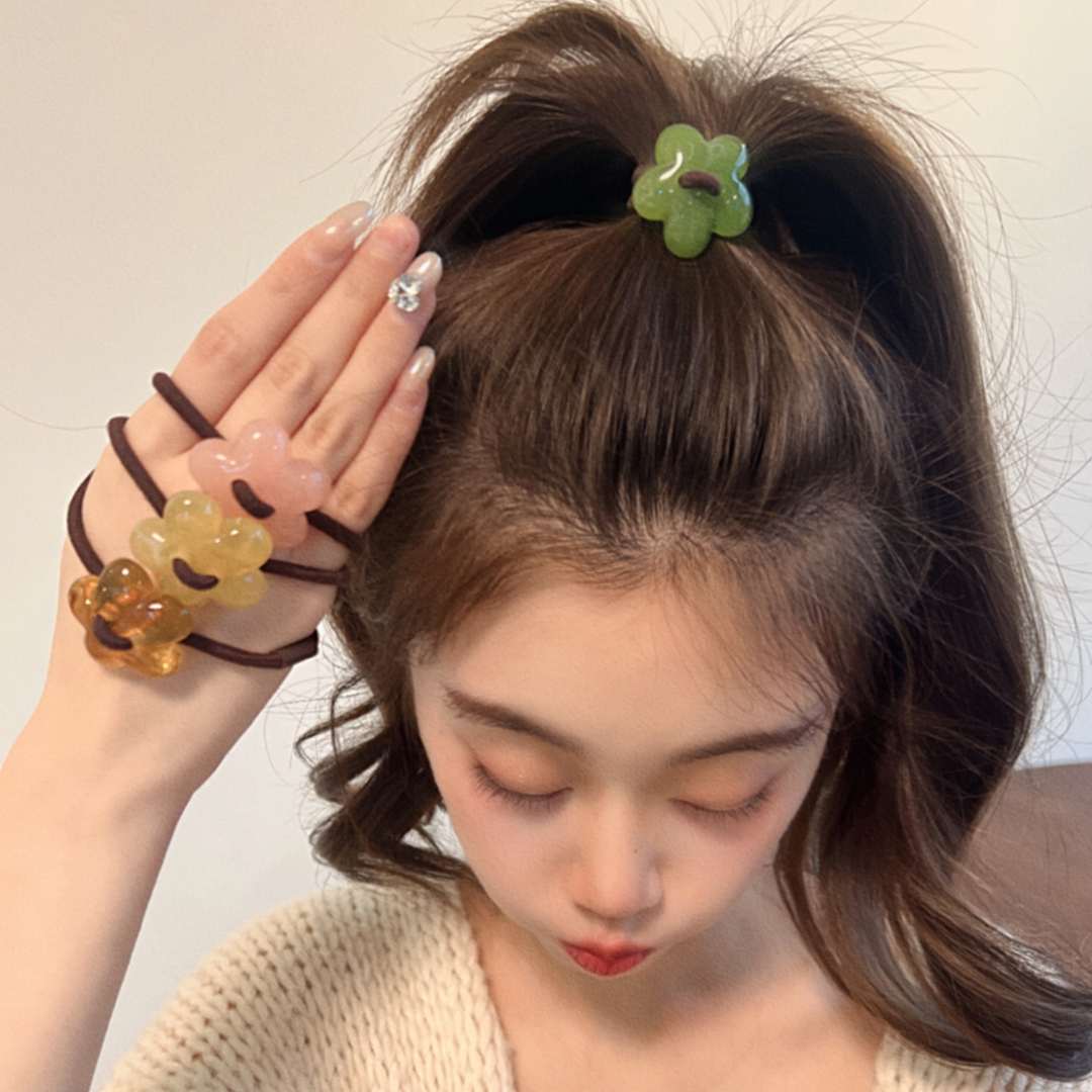 可爱百搭花朵发绳甜美简约气质头绳韩国少女扎头高级感发圈橡皮筋