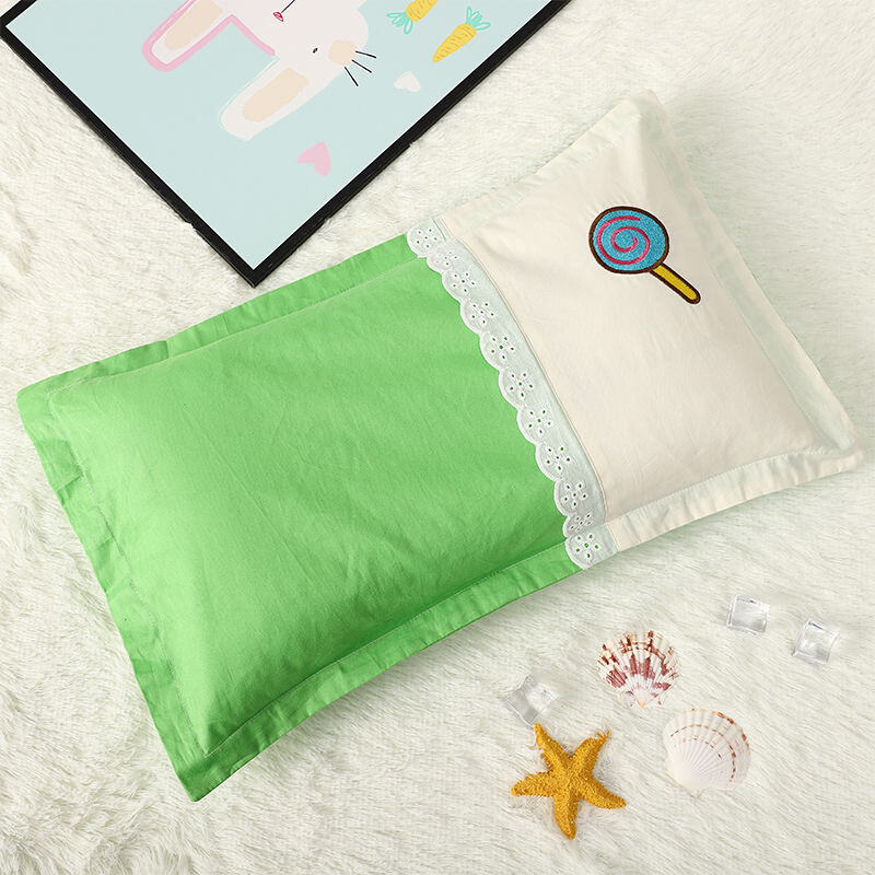 幼儿园儿童小枕头婴儿床宝宝睡觉枕套枕芯纯色拼接纯棉荞麦珍珠棉
