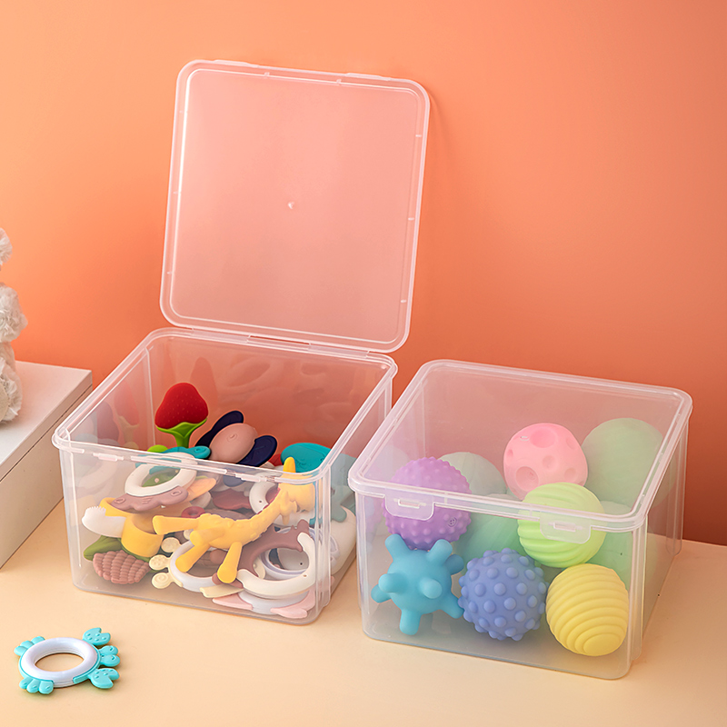 婴儿玩具收纳盒啃咬透明分类儿童牙胶宝宝手抓磨牙棒整理箱子小号