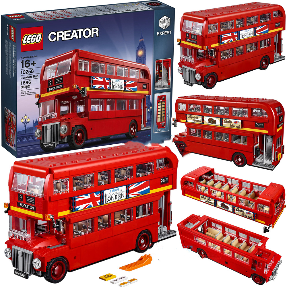 兼容乐高10258 城市系列伦敦双层巴士公交车汽车模型拼装积木玩具