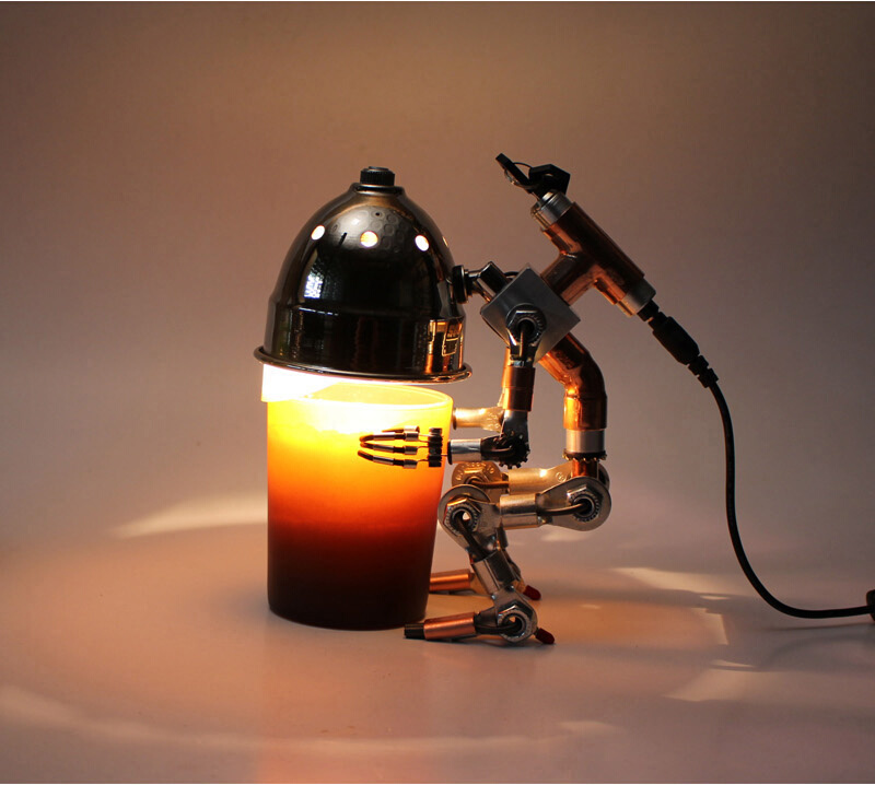 韩国机器人蒸汽朋克融蜡灯 融烛香薰台灯 手工机械创意氛围灯具