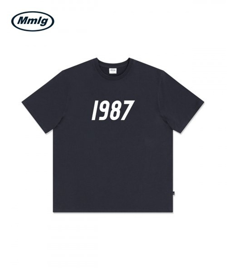 韩国代购MMLG 男女同款百搭1987数字印花宽松休闲圆领短袖T恤上衣