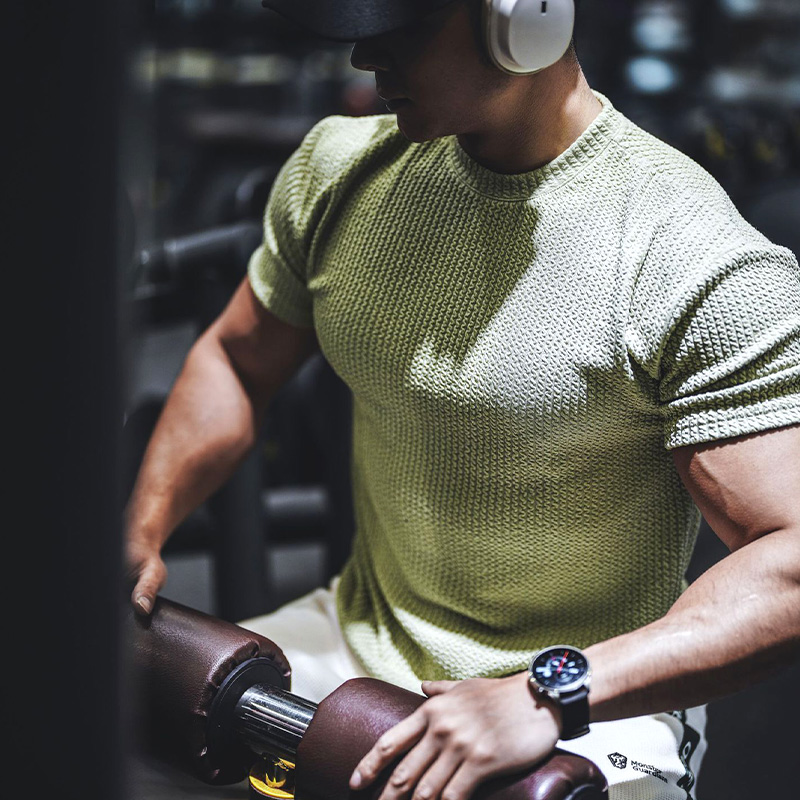 重磅肌理纹 短袖男T恤运动健身圆领透气速干肌肉训练撸铁狗潮牌