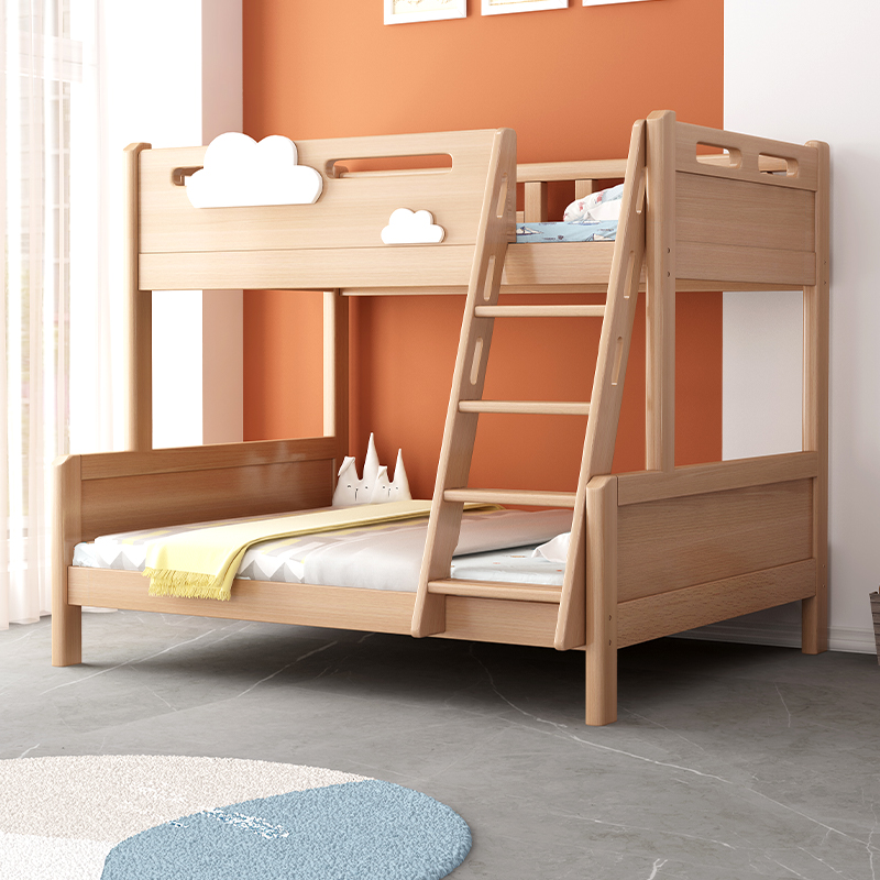 定制榉木实木儿童上下床高架双层多功能小户型子母床双人铺高低床