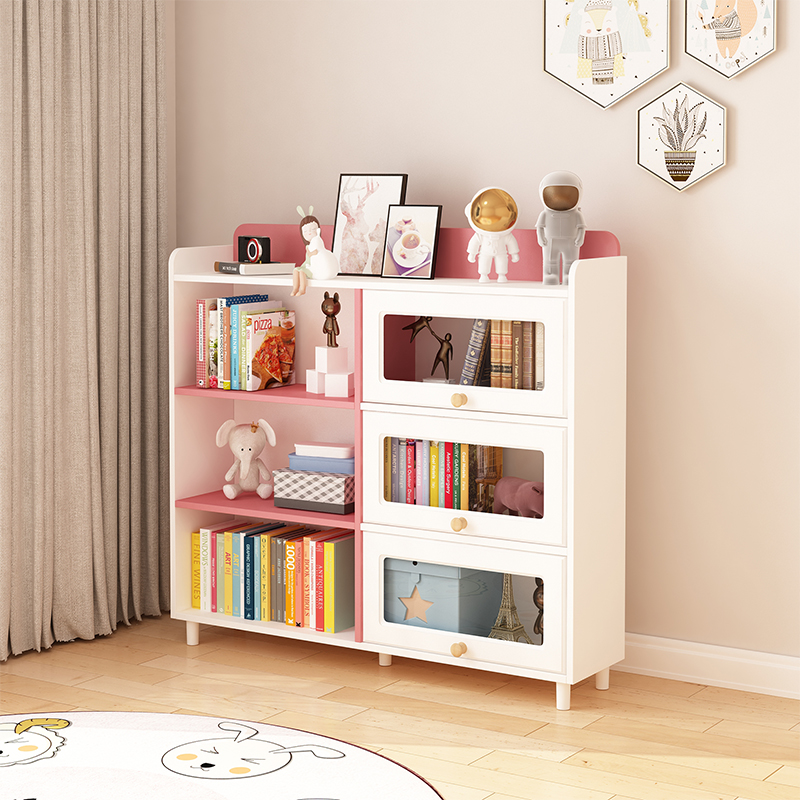 儿童书架多层简约书柜家用落地置物架玩具收纳柜宝宝阅读区绘本架