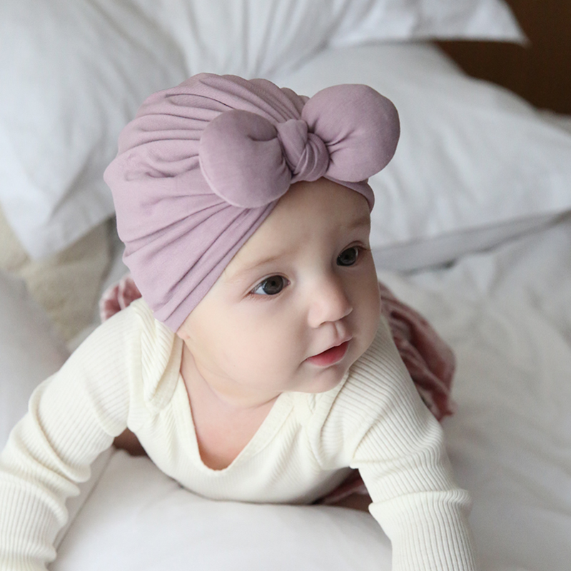婴儿帽子春夏薄款胎帽新生婴幼儿公主可爱女宝宝无骨蝴蝶结帽