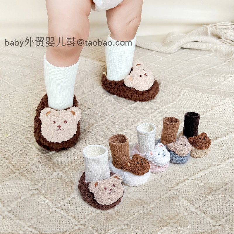 新生婴儿鞋子0312个月冬季加绒加厚宝宝防掉保暖棉鞋不掉套脚鞋