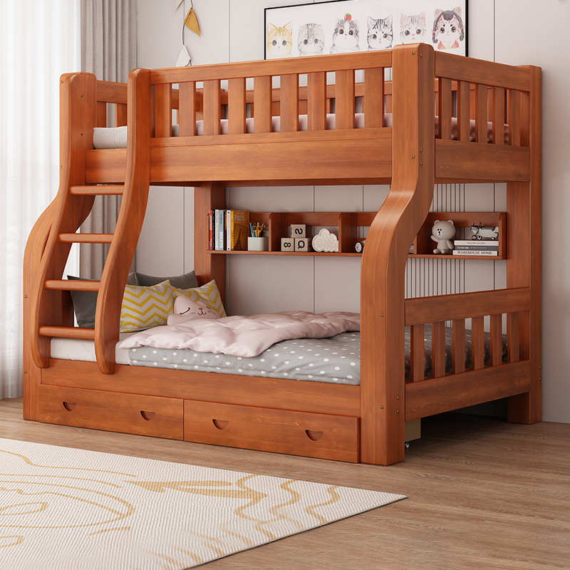 全实木子母床上下铺双层床高低床多功能组合儿童床上下床两层木床