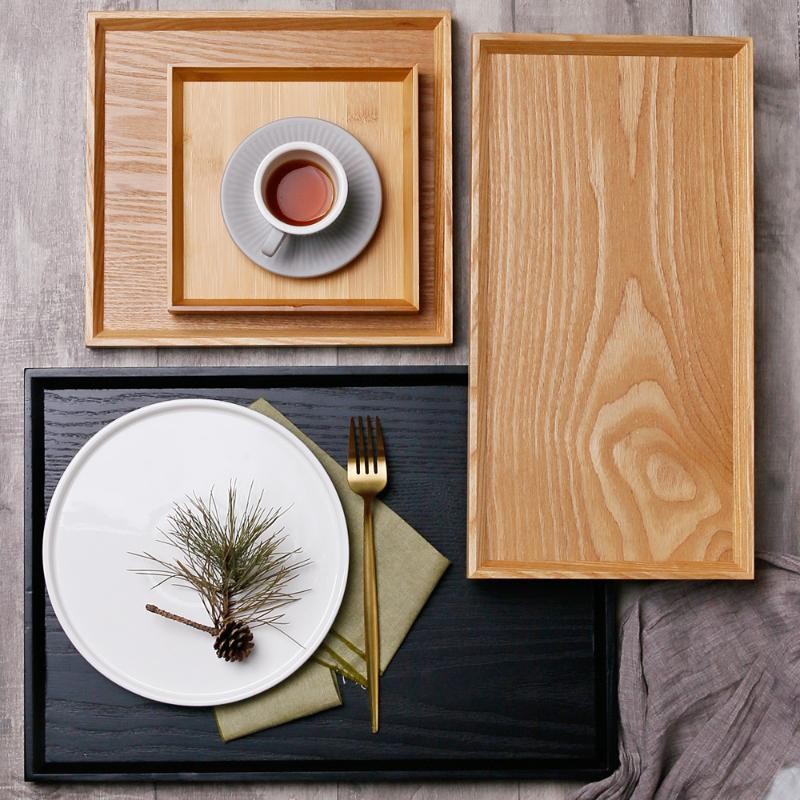 日式茶具实木制茶盘托盘家用水杯盘长方形木盘酒店餐厅托盘烧烤盘