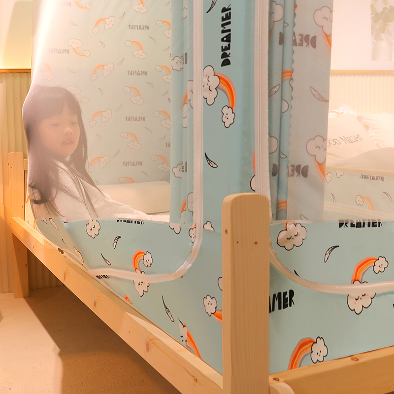 儿童床男孩拼接小床k带遮光帘婴儿床防摔蚊帐方顶0.6m0.7米三开门