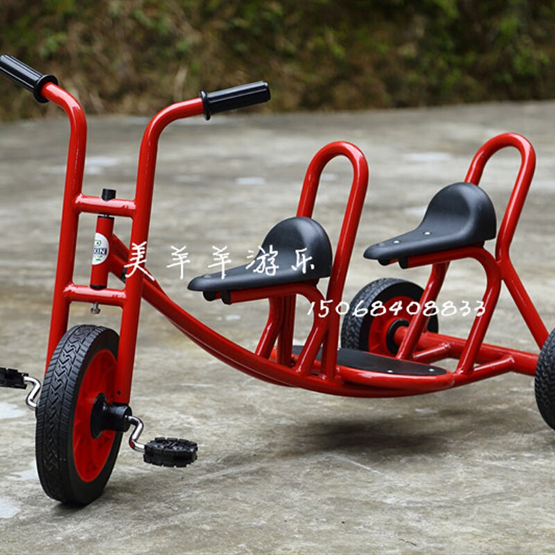 幼儿园三轮车自行车幼教玩具3-6宝宝童车小孩溜娃推车双人脚踏车