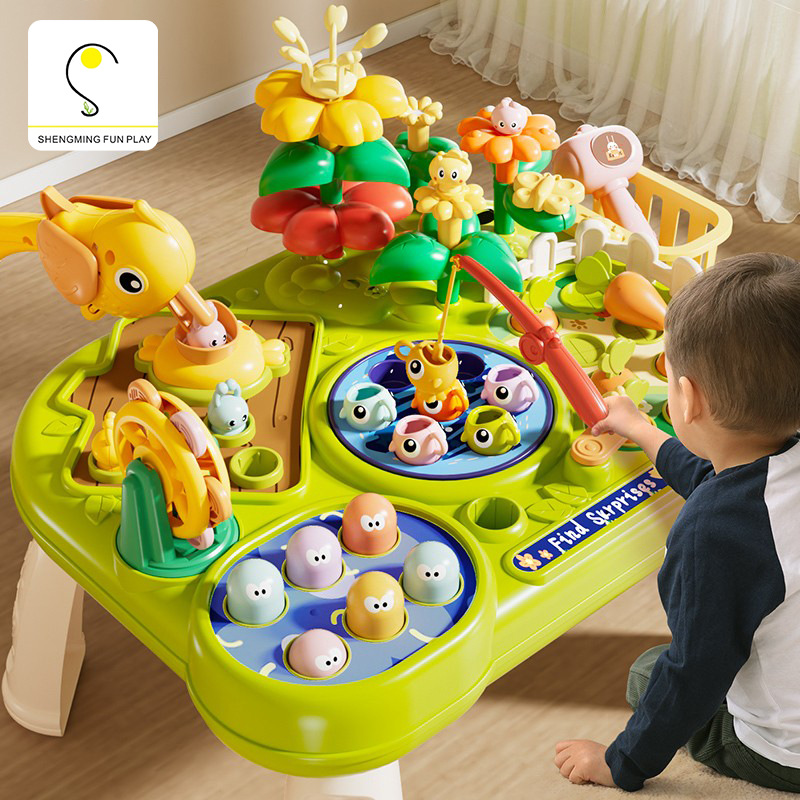 儿童早教游戏桌婴幼儿1-3岁宝宝忙碌益智多功能打地鼠钓鱼玩具