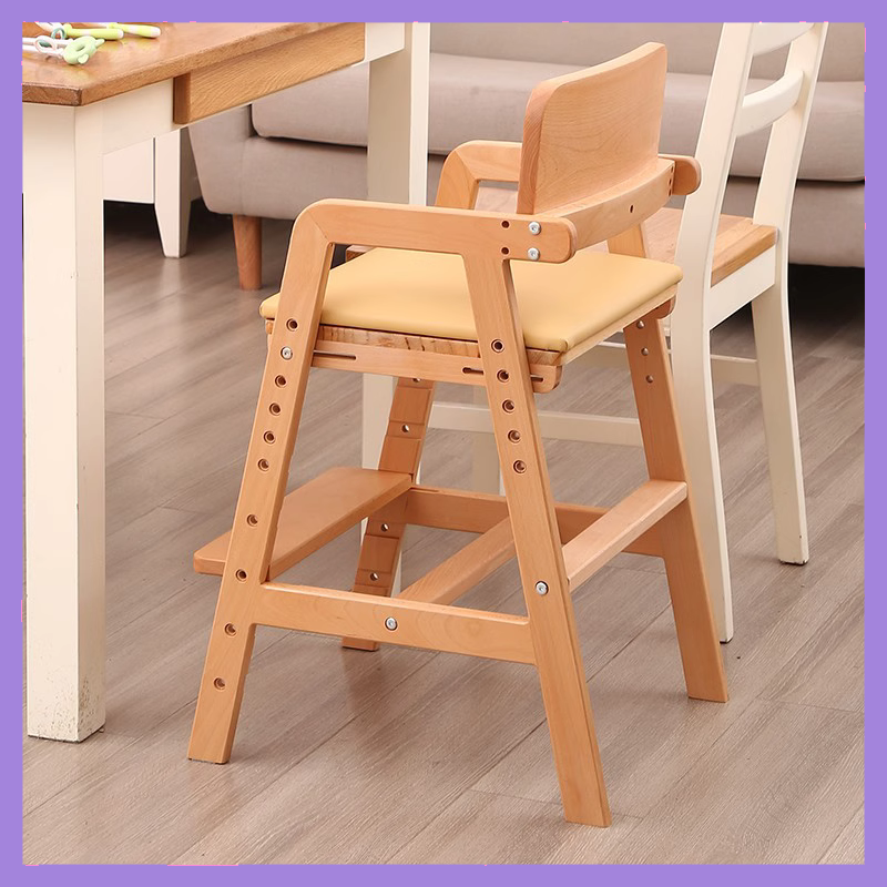 日式肥象儿童多功能写字学习椅榉木实木可升降学生可调节椅宝宝椅