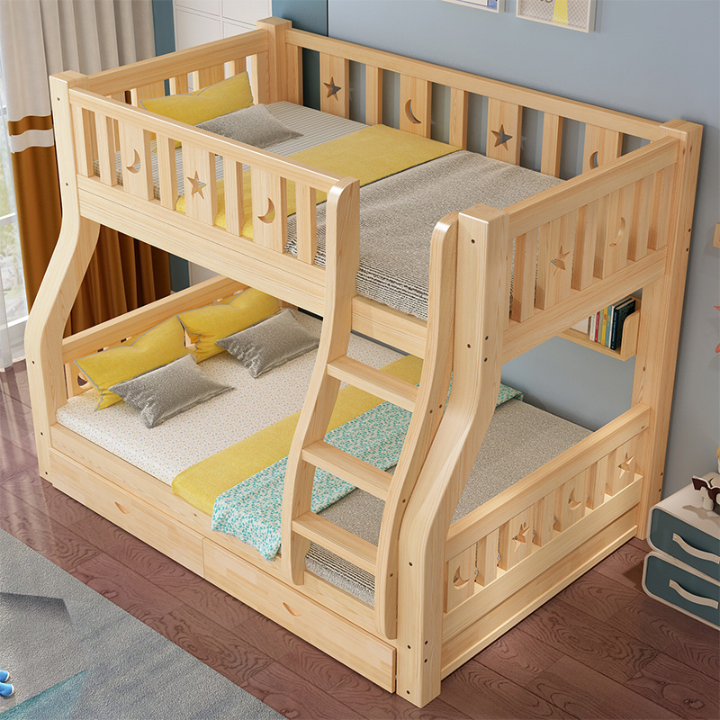 速发实木上下床双层床两层高低床双人床上下铺木床儿童床子母床组