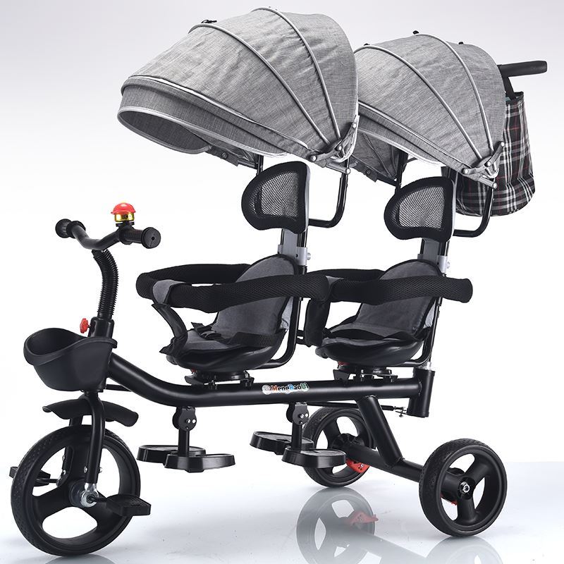 溜娃二胎神器儿童双人三轮车脚踏车双胞胎婴儿推车1-6岁宝宝童车