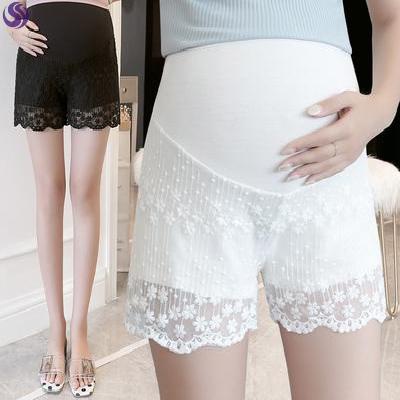 孕期安全裤防走光5分孕妇可外穿不卷边大码蕾丝花百搭休闲打。
