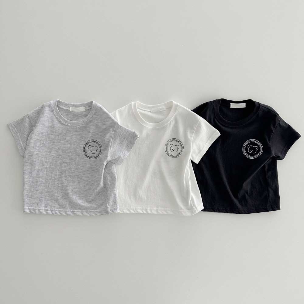 儿童短袖T恤夏季薄款韩版小熊印花男女宝宝半袖上衣婴儿纯棉衣服