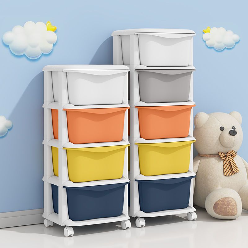 加厚收纳柜子储物柜塑料整理柜家用带轮多层抽屉式儿童衣柜置物架
