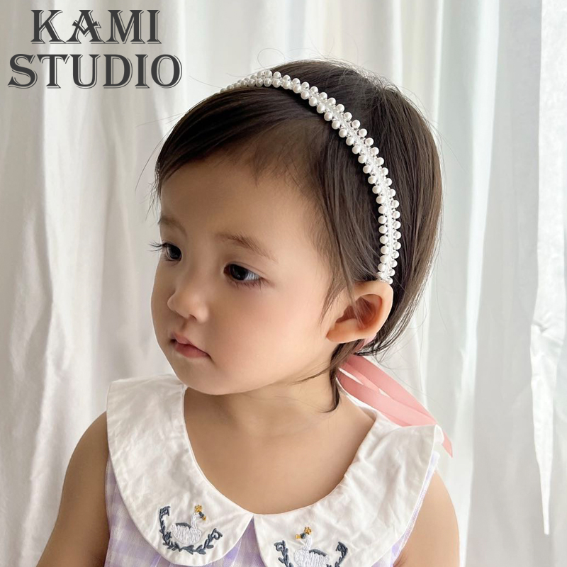 韩国婴儿珍珠发带可爱女宝宝头饰幼儿生日饰品新生儿发饰花童头带