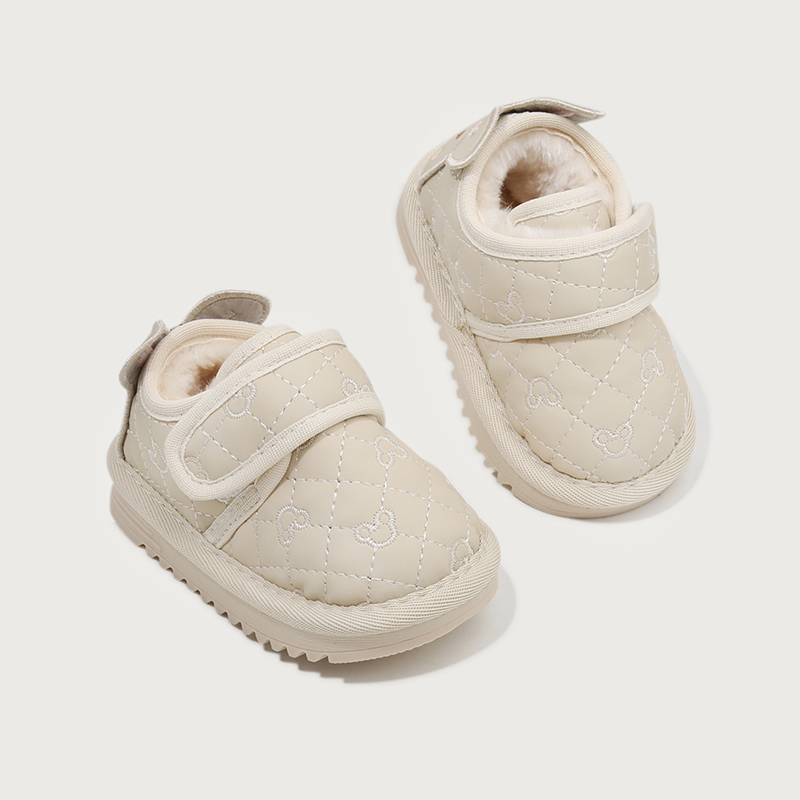 冬季新款女宝宝棉鞋加绒保暖婴儿鞋子1一3周岁幼童软底防滑学步鞋