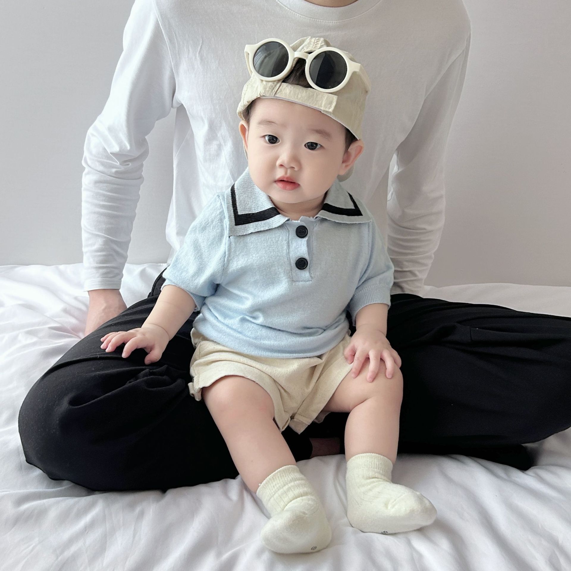 韩版婴儿夏季衣服薄款男宝宝百搭针织短袖翻领polo衫洋气休闲上衣