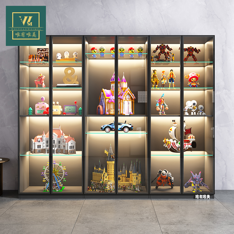 轻奢手办柜乐高展示柜家用靠墙玩具摆件柜玻璃门收纳柜模型柜定制