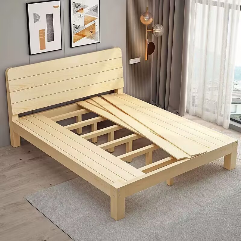 实木床1米2/35/5成人单人床一米宽1.2新中式木床1.35米简易1.8床
