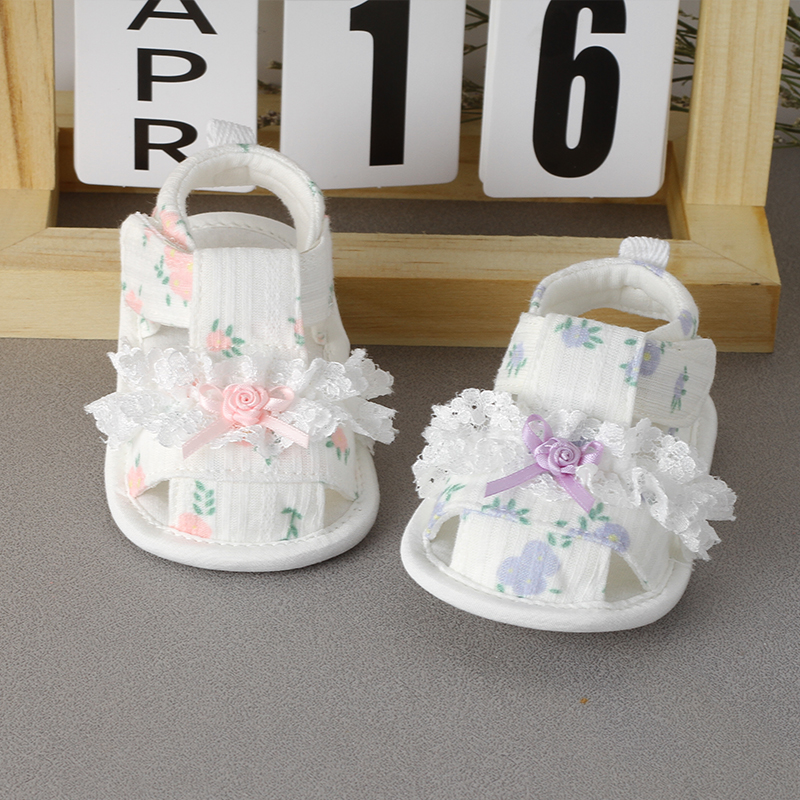 婴儿夏季凉鞋0-1岁女宝宝防滑布底可爱学步鞋新生儿春夏软底鞋