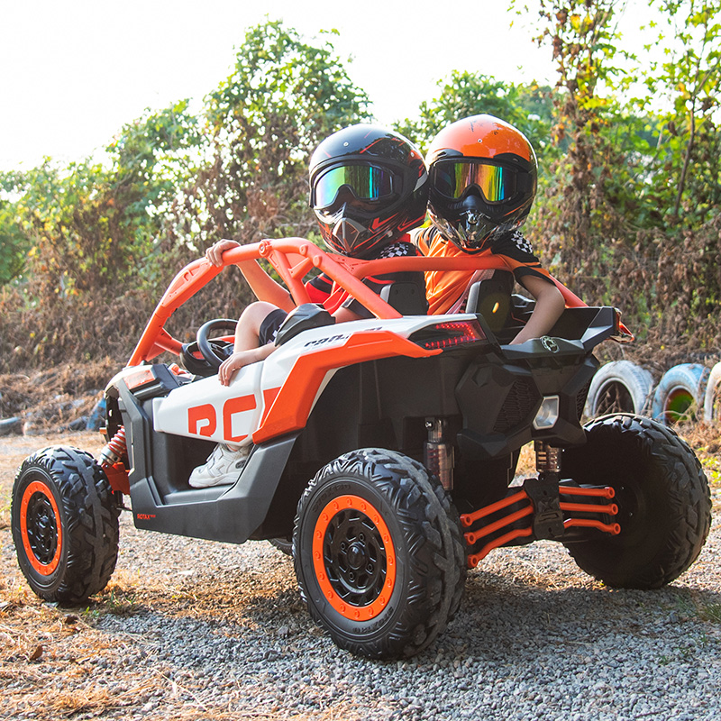 庞巴迪越野儿童电动车四轮小孩亲子玩具车可坐人双人宝宝遥控汽车