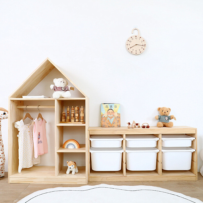 儿童衣柜收纳柜儿童房简易实木挂衣柜男孩女孩小衣橱柜婴儿储物柜