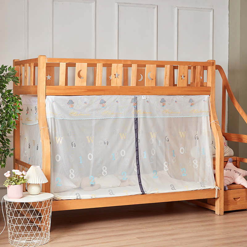 子母床蚊帐双层床下铺用1.2m1.5米儿童家用梯形上下铺高低床纹帐