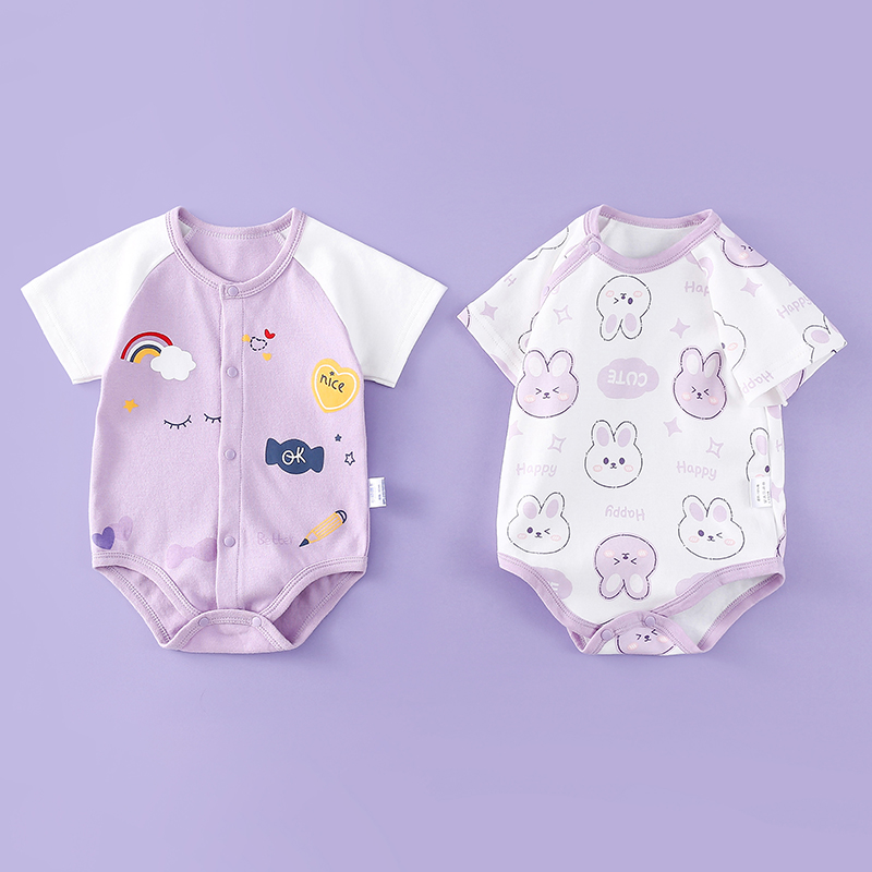 现货速发2件装 包屁衣婴儿夏季男女宝宝连体衣新生儿纯棉睡衣短袖