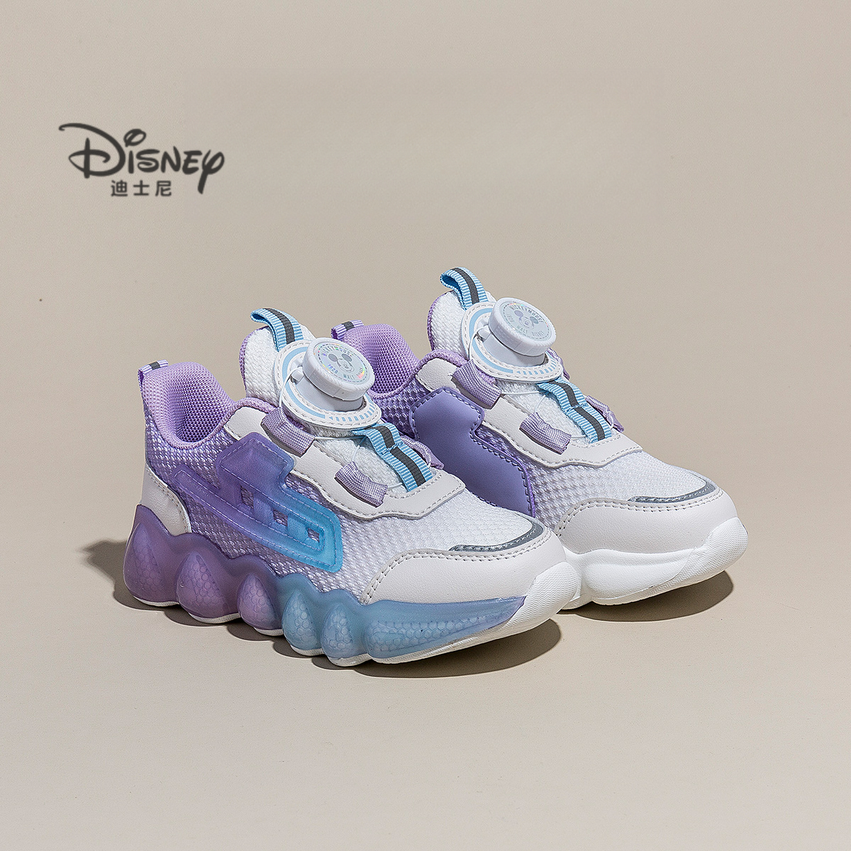 迪士尼童鞋2024新款旋转扣男童女童跑步鞋儿童单网运动鞋潮鞋